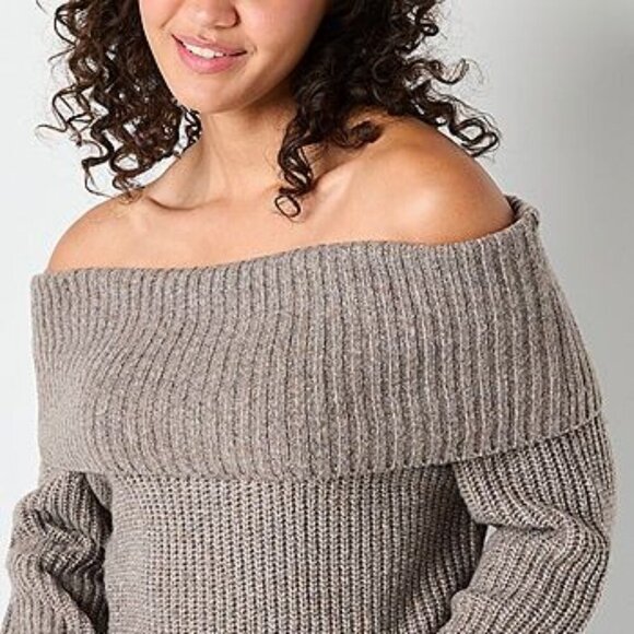 Arizona Juniors Off the Shoulder Women's Long Sleeve Pullover Sweater- L - Picture 3 of 10